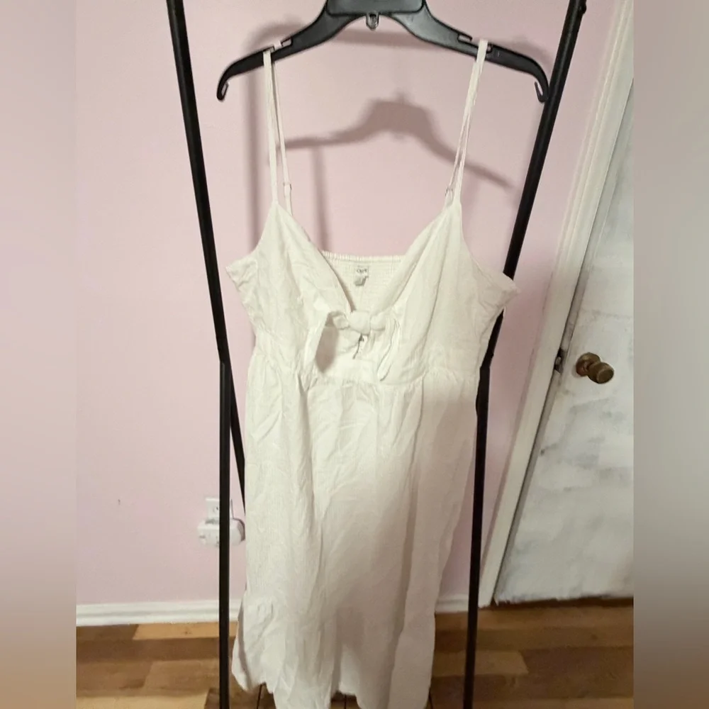 J. Crew Factory Women’s White Seersucker Tie Front Midi Dress NWT Size 18 - Picture 4 of 13
